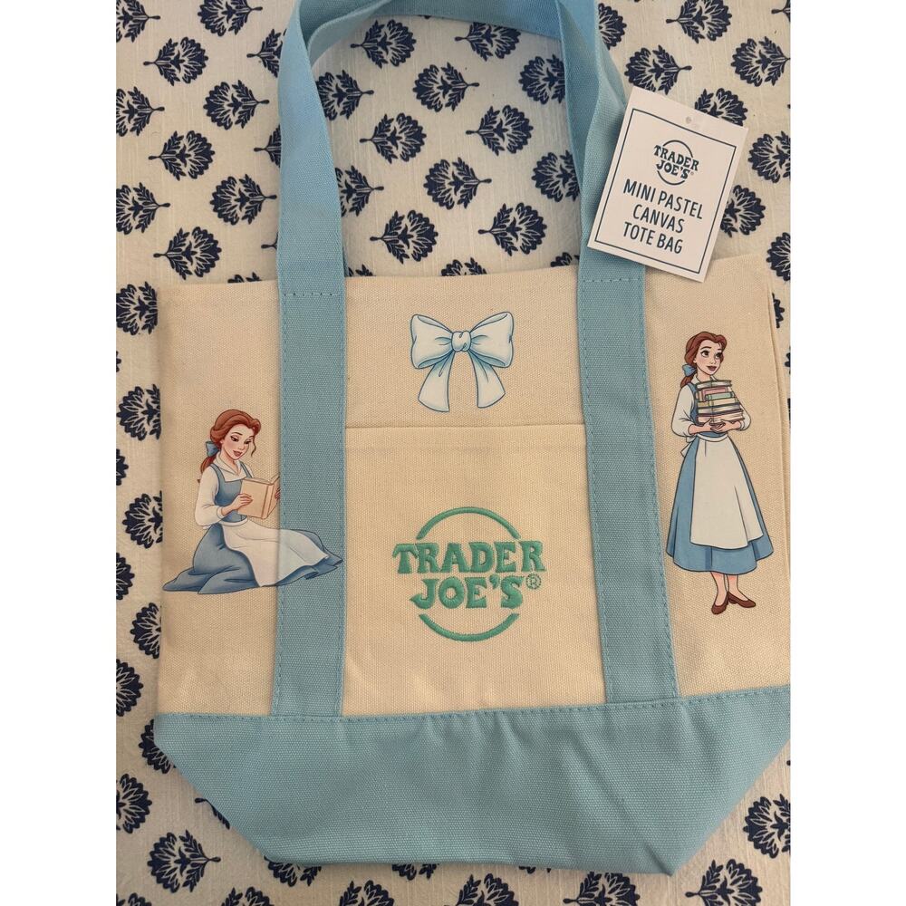 Disney Belle Watercolor Double Sided Custom Made Trader Joes Mini Tote